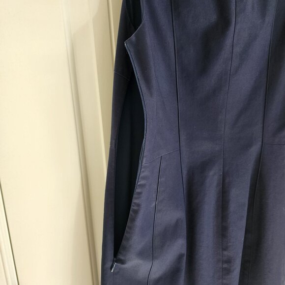 Navy Sheath Dress With V-Neckline by Plaza Sempione APPROX SIZE 8 SEE LISTING - Picture 7 of 14